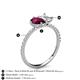 6 - Zahara 9x6 mm Pear Rhodolite Garnet and 7x5 mm Emerald Cut White Sapphire 2 Stone Duo Ring 