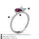 6 - Zahara 9x6 mm Pear Rhodolite Garnet and 7x5 mm Emerald Cut Aquamarine 2 Stone Duo Ring 
