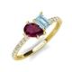 5 - Zahara 9x6 mm Pear Rhodolite Garnet and 7x5 mm Emerald Cut Aquamarine 2 Stone Duo Ring 