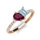 5 - Zahara 9x6 mm Pear Rhodolite Garnet and 7x5 mm Emerald Cut Aquamarine 2 Stone Duo Ring 