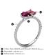 6 - Zahara 9x6 mm Pear Rhodolite Garnet and 7x5 mm Emerald Cut Pink Tourmaline 2 Stone Duo Ring 