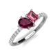 5 - Zahara 9x6 mm Pear Rhodolite Garnet and 7x5 mm Emerald Cut Pink Tourmaline 2 Stone Duo Ring 