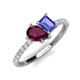 5 - Zahara 9x6 mm Pear Rhodolite Garnet and 7x5 mm Emerald Cut Tanzanite 2 Stone Duo Ring 