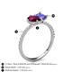 6 - Zahara 9x6 mm Pear Rhodolite Garnet and 7x5 mm Emerald Cut Tanzanite 2 Stone Duo Ring 