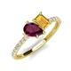 5 - Zahara 9x6 mm Pear Rhodolite Garnet and 7x5 mm Emerald Cut Citrine 2 Stone Duo Ring 