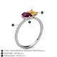 6 - Zahara 9x6 mm Pear Rhodolite Garnet and 7x5 mm Emerald Cut Citrine 2 Stone Duo Ring 