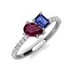 5 - Zahara 9x6 mm Pear Rhodolite Garnet and 7x5 mm Emerald Cut Iolite 2 Stone Duo Ring 