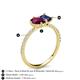 6 - Zahara 9x6 mm Pear Rhodolite Garnet and 7x5 mm Emerald Cut Iolite 2 Stone Duo Ring 