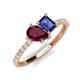 5 - Zahara 9x6 mm Pear Rhodolite Garnet and 7x5 mm Emerald Cut Iolite 2 Stone Duo Ring 