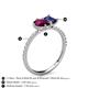 6 - Zahara 9x6 mm Pear Rhodolite Garnet and 7x5 mm Emerald Cut Iolite 2 Stone Duo Ring 