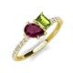 5 - Zahara 9x6 mm Pear Rhodolite Garnet and 7x5 mm Emerald Cut Peridot 2 Stone Duo Ring 