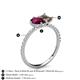 6 - Zahara 9x6 mm Pear Rhodolite Garnet and 7x5 mm Emerald Cut Smoky Quartz 2 Stone Duo Ring 