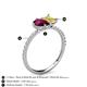6 - Zahara 9x6 mm Pear Rhodolite Garnet and 7x5 mm Emerald Cut Lab Created Yellow Sapphire 2 Stone Duo Ring 