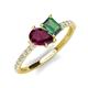 5 - Zahara 9x6 mm Pear Rhodolite Garnet and 7x5 mm Emerald Cut Lab Created Alexandrite 2 Stone Duo Ring 