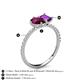 6 - Zahara 9x6 mm Pear Rhodolite Garnet and 7x5 mm Emerald Cut Amethyst 2 Stone Duo Ring 