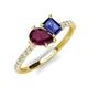 5 - Zahara 9x6 mm Pear Rhodolite Garnet and 7x5 mm Emerald Cut Iolite 2 Stone Duo Ring 