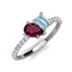5 - Zahara 9x6 mm Pear Rhodolite Garnet and 7x5 mm Emerald Cut Aquamarine 2 Stone Duo Ring 