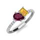 5 - Zahara 9x6 mm Pear Rhodolite Garnet and 7x5 mm Emerald Cut Citrine 2 Stone Duo Ring 