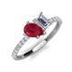 5 - Zahara 9x7 mm Pear Ruby and 7x5 mm GIA Certified Emerald Cut Diamond 2 Stone Duo Ring 