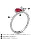 6 - Zahara 9x7 mm Pear Ruby and 7x5 mm GIA Certified Emerald Cut Diamond 2 Stone Duo Ring 