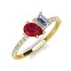 5 - Zahara 9x7 mm Pear Ruby and 7x5 mm GIA Certified Emerald Cut Diamond 2 Stone Duo Ring 