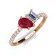 5 - Zahara 9x7 mm Pear Ruby and 7x5 mm GIA Certified Emerald Cut Diamond 2 Stone Duo Ring 
