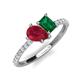 5 - Zahara 9x7 mm Pear Ruby and 7x5 mm Emerald Cut Lab Created Emerald 2 Stone Duo Ring 