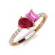 5 - Zahara 9x7 mm Pear Ruby and 7x5 mm Emerald Cut Lab Created Pink Sapphire 2 Stone Duo Ring 