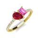 5 - Zahara 9x7 mm Pear Ruby and 7x5 mm Emerald Cut Lab Created Pink Sapphire 2 Stone Duo Ring 