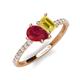 5 - Zahara 9x7 mm Pear Ruby and 7x5 mm Emerald Cut Lab Created Yellow Sapphire 2 Stone Duo Ring 