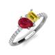 5 - Zahara 9x7 mm Pear Ruby and 7x5 mm Emerald Cut Lab Created Yellow Sapphire 2 Stone Duo Ring 