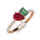 5 - Zahara 9x7 mm Pear Ruby and 7x5 mm Emerald Cut Lab Created Alexandrite 2 Stone Duo Ring 