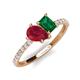 5 - Zahara 9x7 mm Pear Ruby and 7x5 mm Emerald Cut Lab Created Emerald 2 Stone Duo Ring 