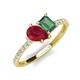 5 - Zahara 9x7 mm Pear Ruby and 7x5 mm Emerald Cut Lab Created Alexandrite 2 Stone Duo Ring 