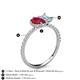6 - Zahara 9x7 mm Pear Ruby and 7x5 mm Emerald Cut Aquamarine 2 Stone Duo Ring 