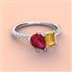 4 - Zahara 9x7 mm Pear Ruby and 7x5 mm Emerald Cut Citrine 2 Stone Duo Ring 