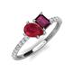 5 - Zahara 9x7 mm Pear Ruby and 7x5 mm Emerald Cut Rhodolite Garnet 2 Stone Duo Ring 