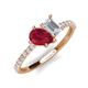 5 - Zahara 9x7 mm Pear Ruby and 7x5 mm Emerald Cut White Sapphire 2 Stone Duo Ring 