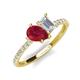 5 - Zahara 9x7 mm Pear Ruby and 7x5 mm Emerald Cut White Sapphire 2 Stone Duo Ring 