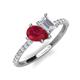 5 - Zahara 9x7 mm Pear Ruby and 7x5 mm Emerald Cut White Sapphire 2 Stone Duo Ring 