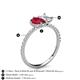 6 - Zahara 9x7 mm Pear Ruby and 7x5 mm Emerald Cut White Sapphire 2 Stone Duo Ring 