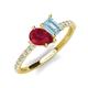 5 - Zahara 9x7 mm Pear Ruby and 7x5 mm Emerald Cut Aquamarine 2 Stone Duo Ring 