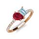5 - Zahara 9x7 mm Pear Ruby and 7x5 mm Emerald Cut Aquamarine 2 Stone Duo Ring 