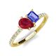 5 - Zahara 9x7 mm Pear Ruby and 7x5 mm Emerald Cut Tanzanite 2 Stone Duo Ring 