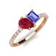 5 - Zahara 9x7 mm Pear Ruby and 7x5 mm Emerald Cut Tanzanite 2 Stone Duo Ring 