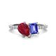 1 - Zahara 9x7 mm Pear Ruby and 7x5 mm Emerald Cut Tanzanite 2 Stone Duo Ring 