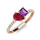 5 - Zahara 9x7 mm Pear Ruby and 7x5 mm Emerald Cut Amethyst 2 Stone Duo Ring 