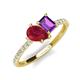 5 - Zahara 9x7 mm Pear Ruby and 7x5 mm Emerald Cut Amethyst 2 Stone Duo Ring 