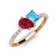 5 - Zahara 9x7 mm Pear Ruby and 7x5 mm Emerald Cut Blue Topaz 2 Stone Duo Ring 
