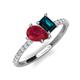 5 - Zahara 9x7 mm Pear Ruby and 7x5 mm Emerald Cut London Blue Topaz 2 Stone Duo Ring 